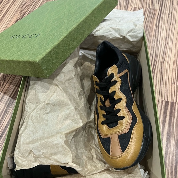 Gucci Men's Brown Rhyton Sneakers Shoes New Authentic with box 9G - 10 US approx - Picture 6 of 10